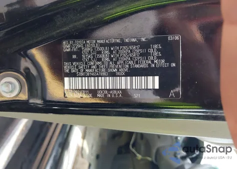 2006 Toyota Tundra Limited V8/Ltd V8 z USA, uszkodzony, nr VIN 5TBRT38146S478983